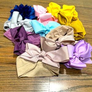Satin Baby Girl Wide Bow Bundle